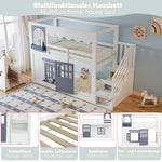 Children's Loft Bed 90x200cm with House Design & Storage, White