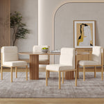 Dining Chairs Set of 4 Oak-Effect Frame Padded Sherpa Beige