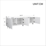 Modern Low TV Cabinet 180.5x38x50cm - White