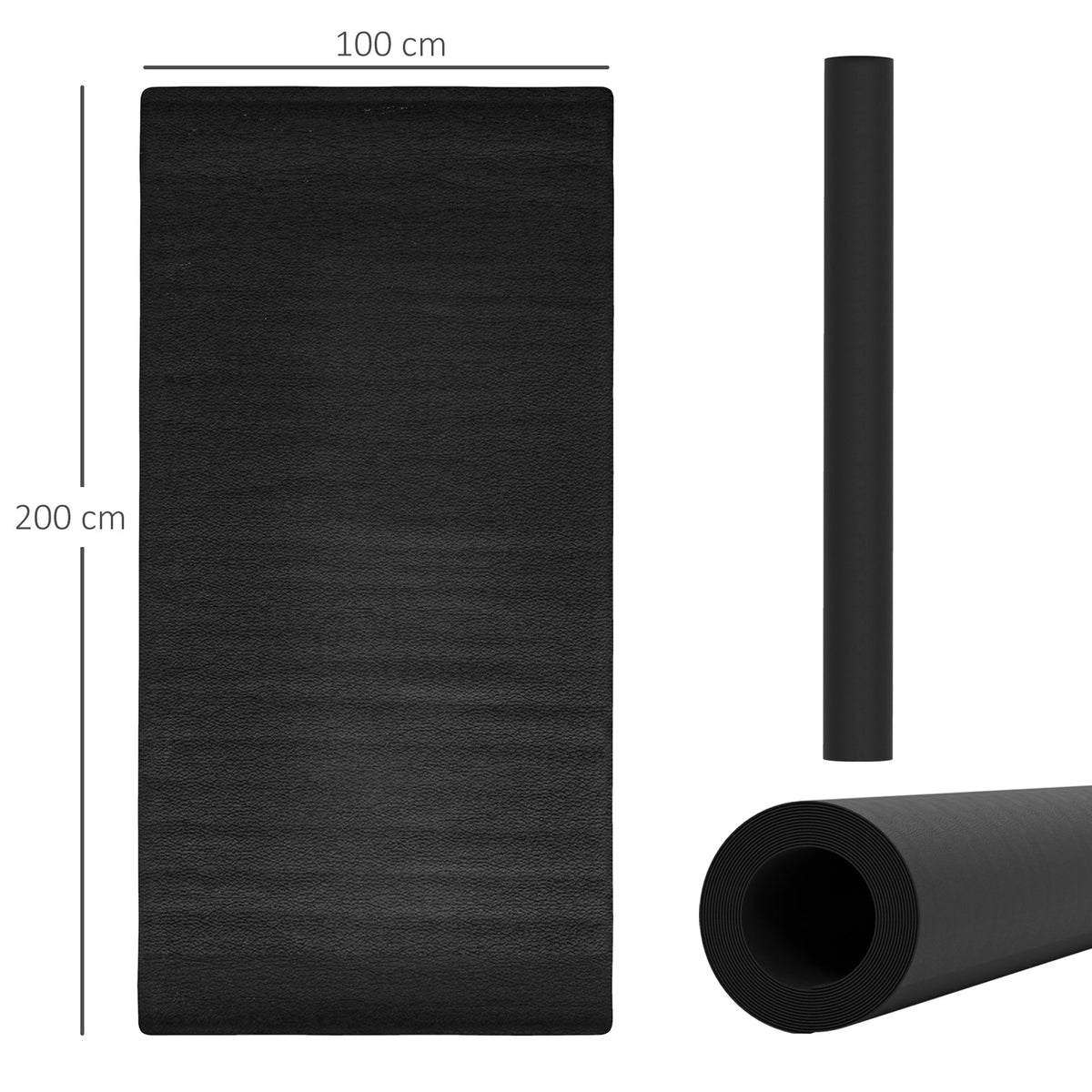 Floor Protection Mat, Non-Slip 4mm Thick 200 x 100 cm, Black