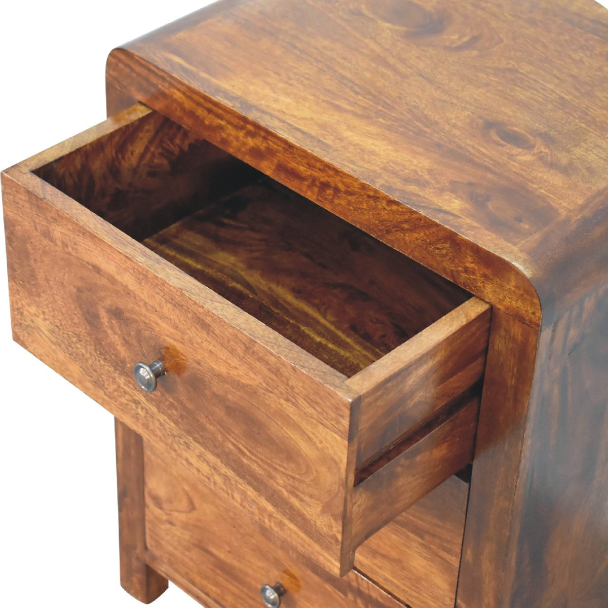 Aspen 3 Drawer Bedside, Solid Wood Brown