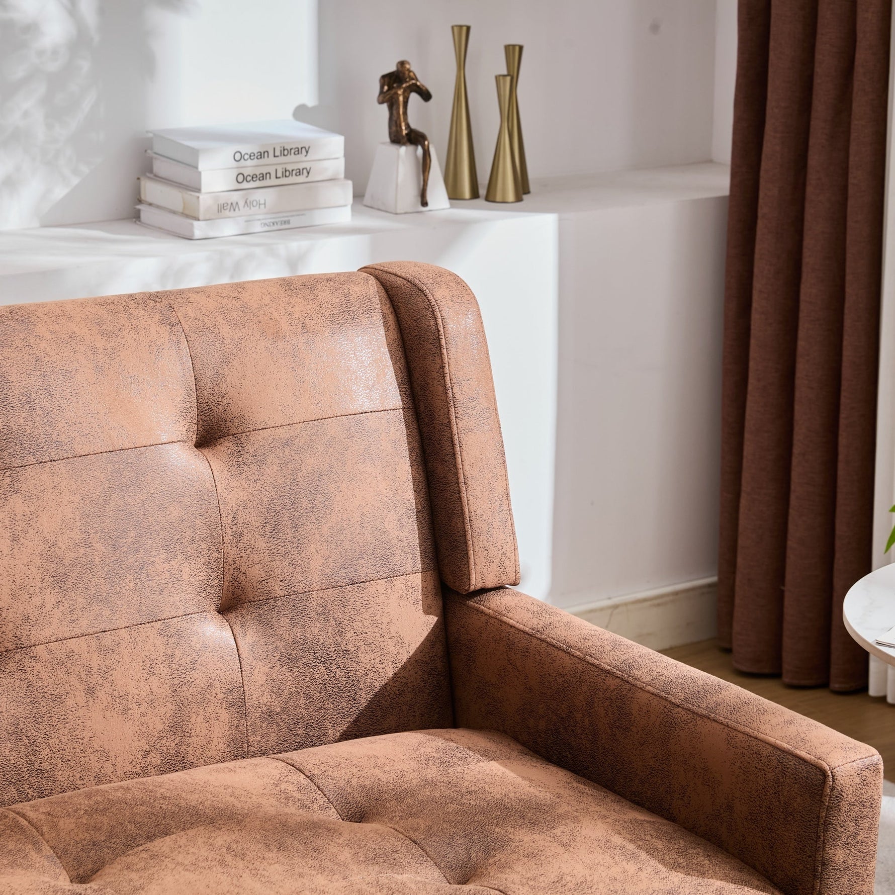 2-Seater Linen Bench with Button Tufting and Solid Wood Legs, Premium Linen