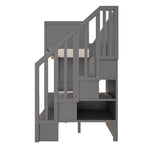 Bunk Bed with Desk, Storage Drawers and Star Motif, 90x200cm, Grey Pine Wood