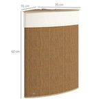 Bamboo Laundry Basket, 55 L, Corner, Removable Bag, Brown