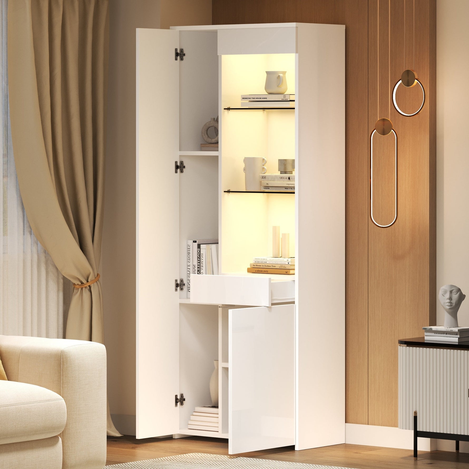 Display Cabinet 70x35x180cm LED Glass High-Gloss