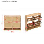 Shoe Cabinet Rattan Doors 4 Doors Metal Frame - Wood