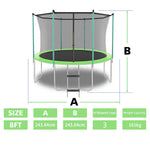 8FT Trampoline with Safety Net and Ladder, 181kg Capacity, Green
