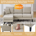 L-shaped Corner Sofa with Chaise Longue, 3-Seater Modular Design, Corduroy Fabric