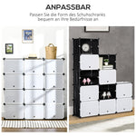 Shoe Cabinet Storage Box 12 Cubes DIY Plastic Steel Black+White