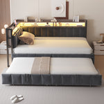 Upholstered Sofa Bed 90x200cm with Pull-Out Bed, Dark Grey Velvet