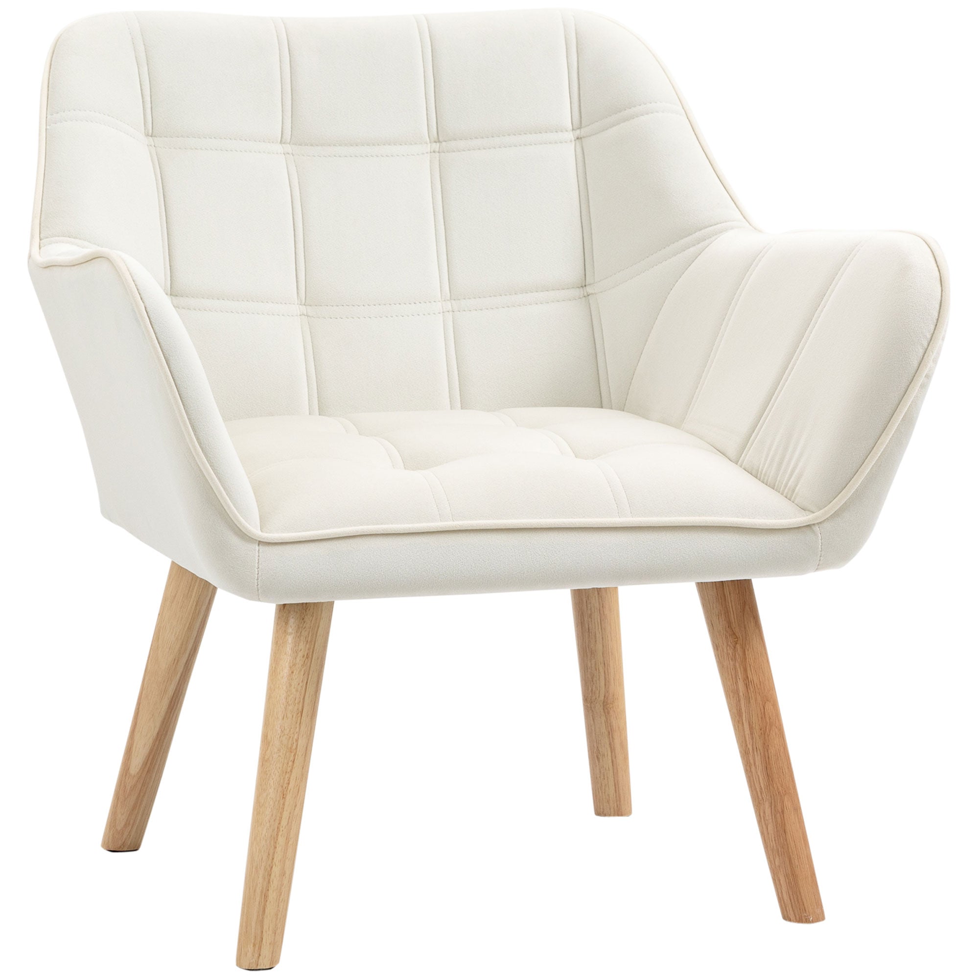 Single Armchair, Raised Legs, Upholstered, Cream