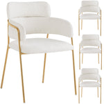 Dining Chair Set of 4 Modern Ergonomic Gold Legs - Beige