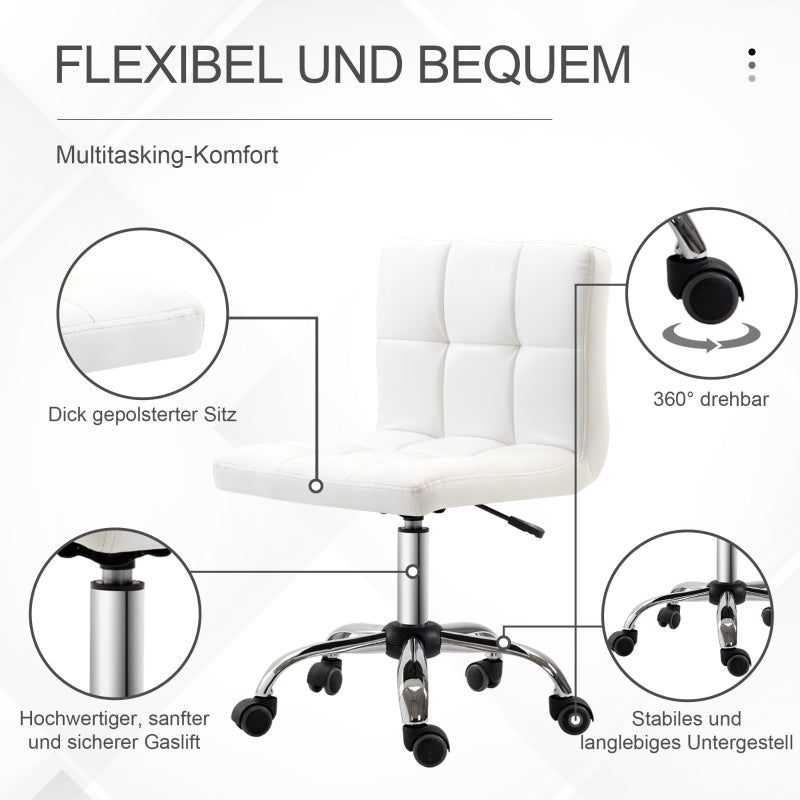 Office Chair, Ergonomic Height-Adjustable Swivel Chair, Faux Leather, White
