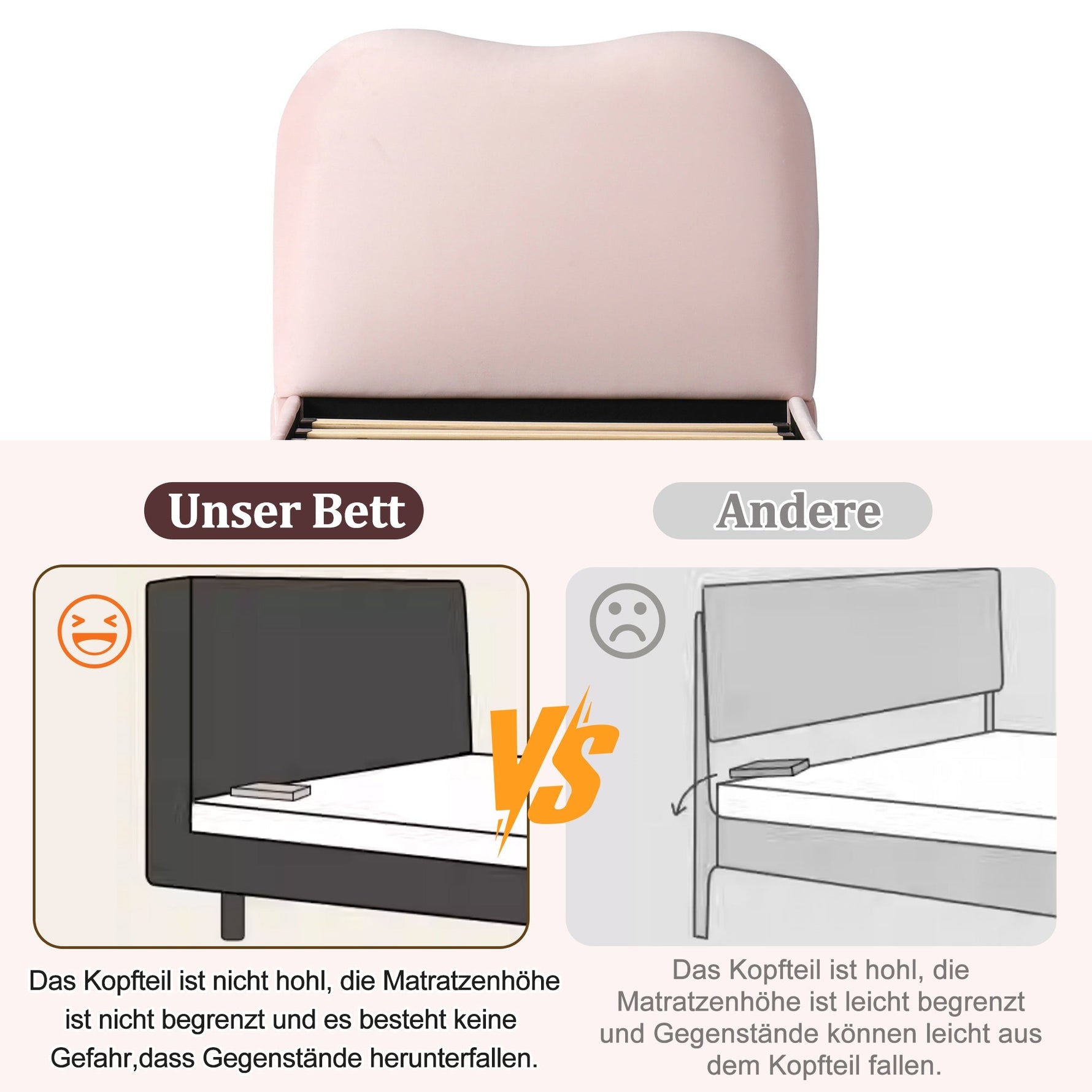 Upholstered Single Bed 90x200cm Hydraulic Storage Slatted Base - Velvet Pink