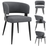 Ergonomic Dining Chair Set of 4 with Curved Backrest, Flannel Beige/Grey