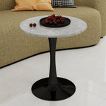 Coffee Table Mid-Century Modern Round Marble Top 27.6-inch - Black
