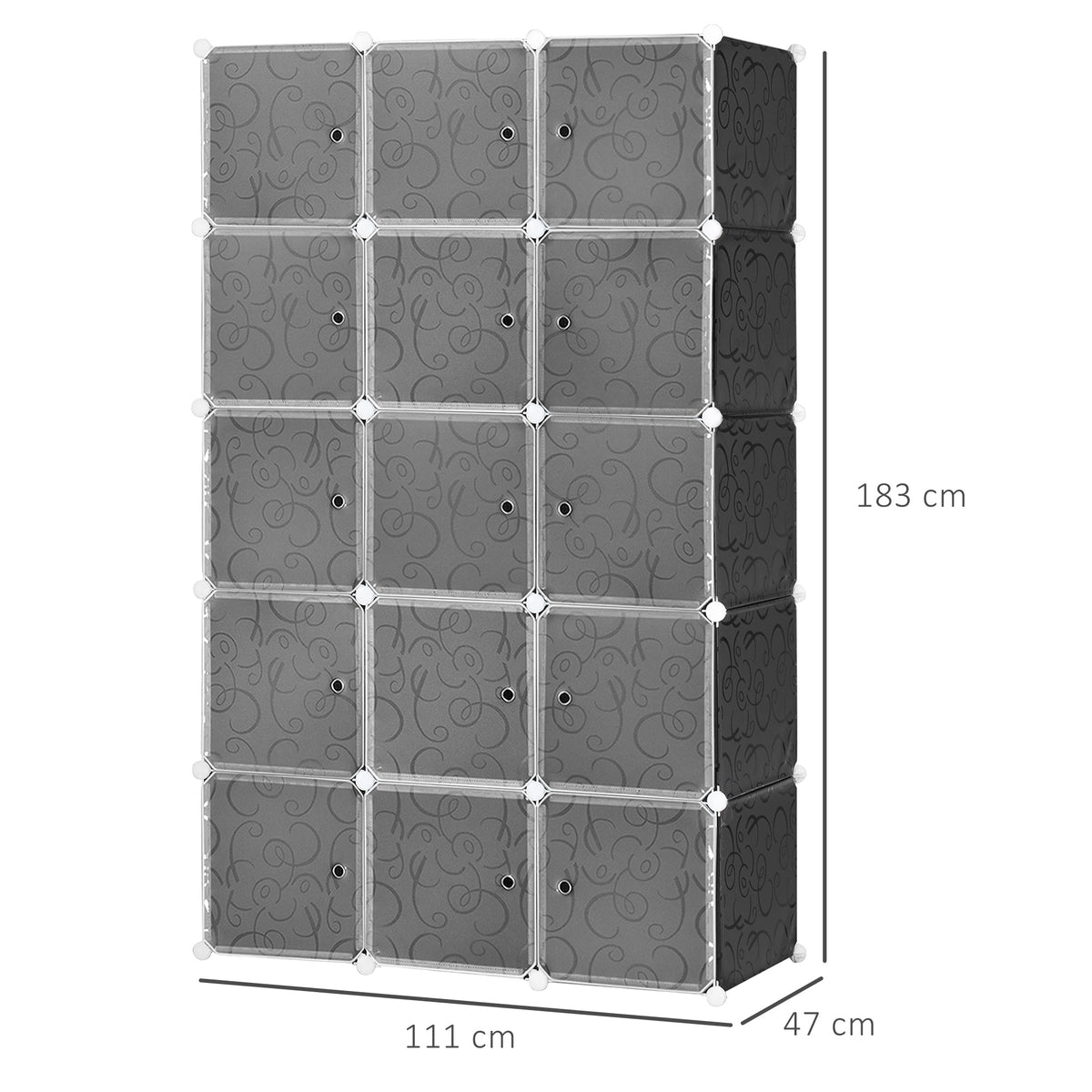 DIY Wardrobe Shelving System, 2 Large & 9 Small Cubes, Black