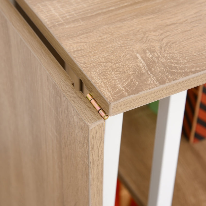 Folding Table Desk, Mobile with Wheels, Natural MDF