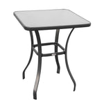 Garden Table Square Glass Weatherproof Black