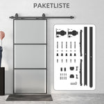 Sliding Door, Frosted Glass Soft-Close Track System, Steel Black