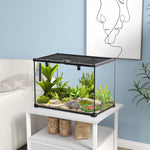 Terrarium, Glass Feeding Box for Reptiles, Metal