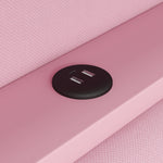 Upholstered Daybed 90x200cm with Trundle, Desk & LED, Pink