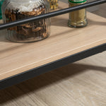 Serving Trolley, 2 Levels with Handle, Casters, Brakes, Wood