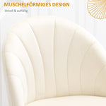 Dining Chairs, Set of 2 Upholstered with Velvet Backrest and Steel Legs, Cream