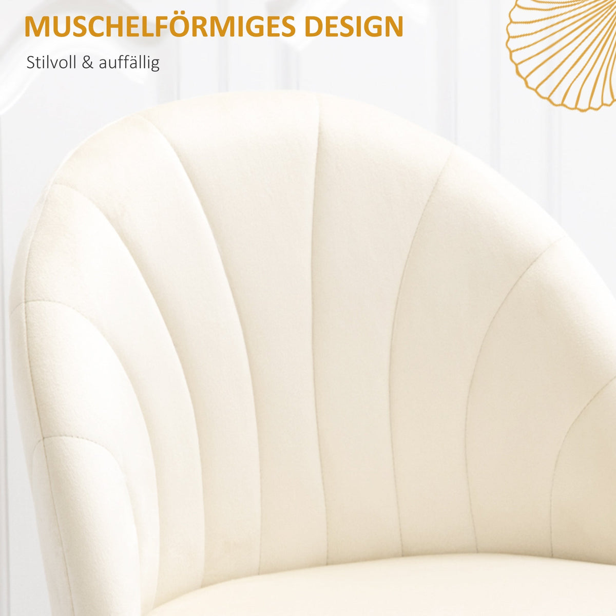 Dining Chairs, Set of 2 Upholstered with Velvet Backrest and Steel Legs, Cream