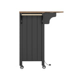 Mobile Kitchen Island with Worktop, Glass Display, LED & Casters - Black