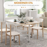 Dining Table for 4-6 People, Foldable with Wheels, Steel Frame, Oak