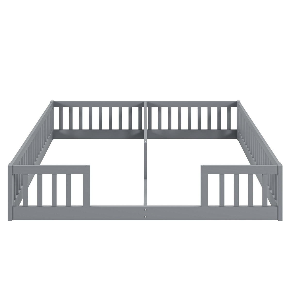 Children's Panel Bed 90x200 cm with Railing, Grey Pine Wood