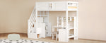 Solid Wood Loft Bed 90x200cm with Safety Door & Ladder, White