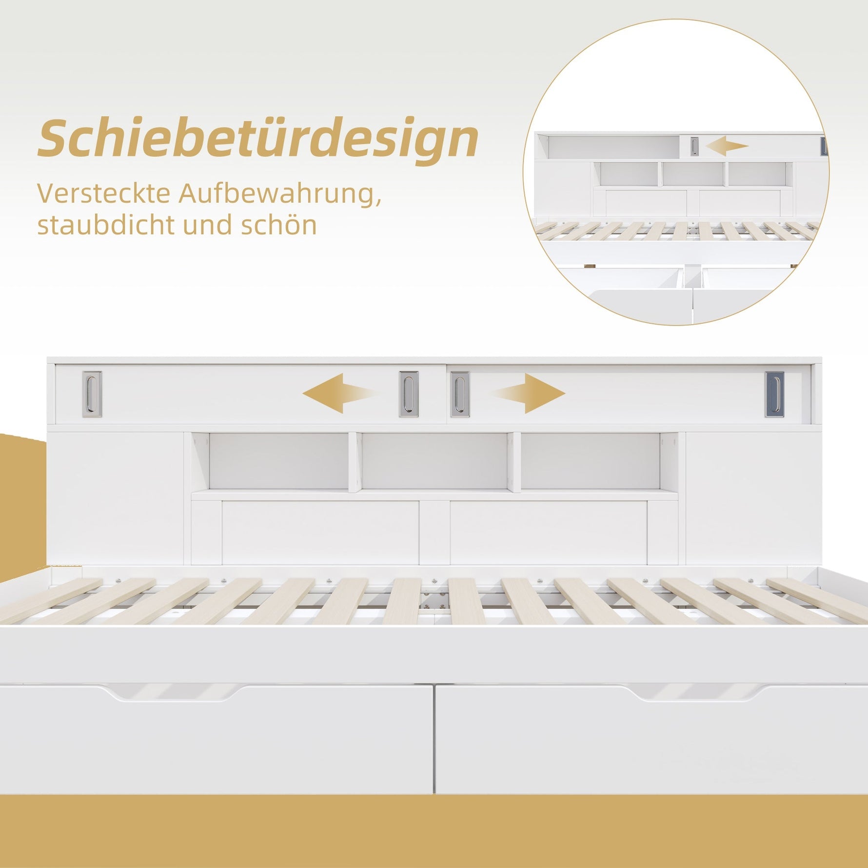 Child's Day Bed 90x190cm Multifunctional Drawers Shelf Cabinet Storage - White
