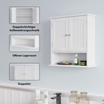 Bathroom Cabinet, Wall Mounted with Double Doors & Adjustable Shelves, White