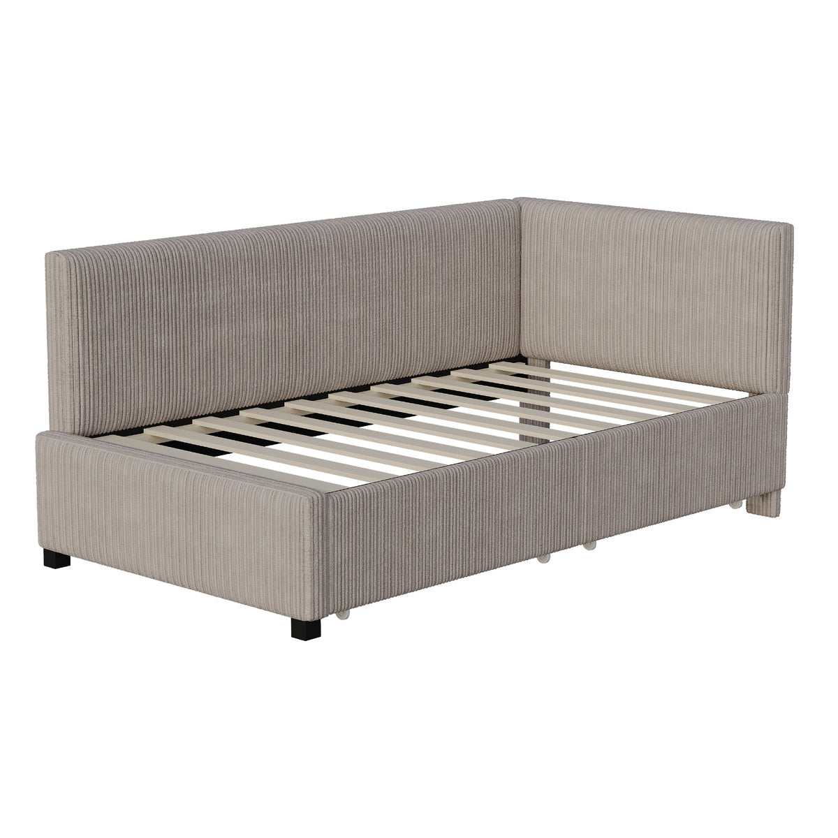 Upholstered Bed Sofa, 90x200 Multifunctional with 2 Storage Drawers, Gray Velvet