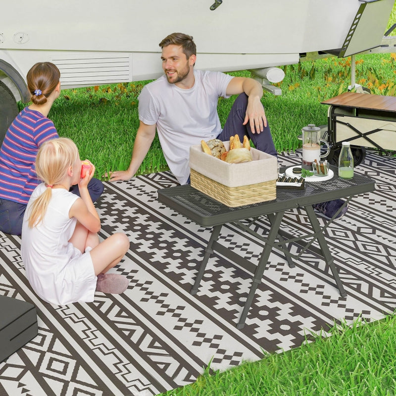 Camping Table, Adjustable Folding Metal Grid Aluminum, Black