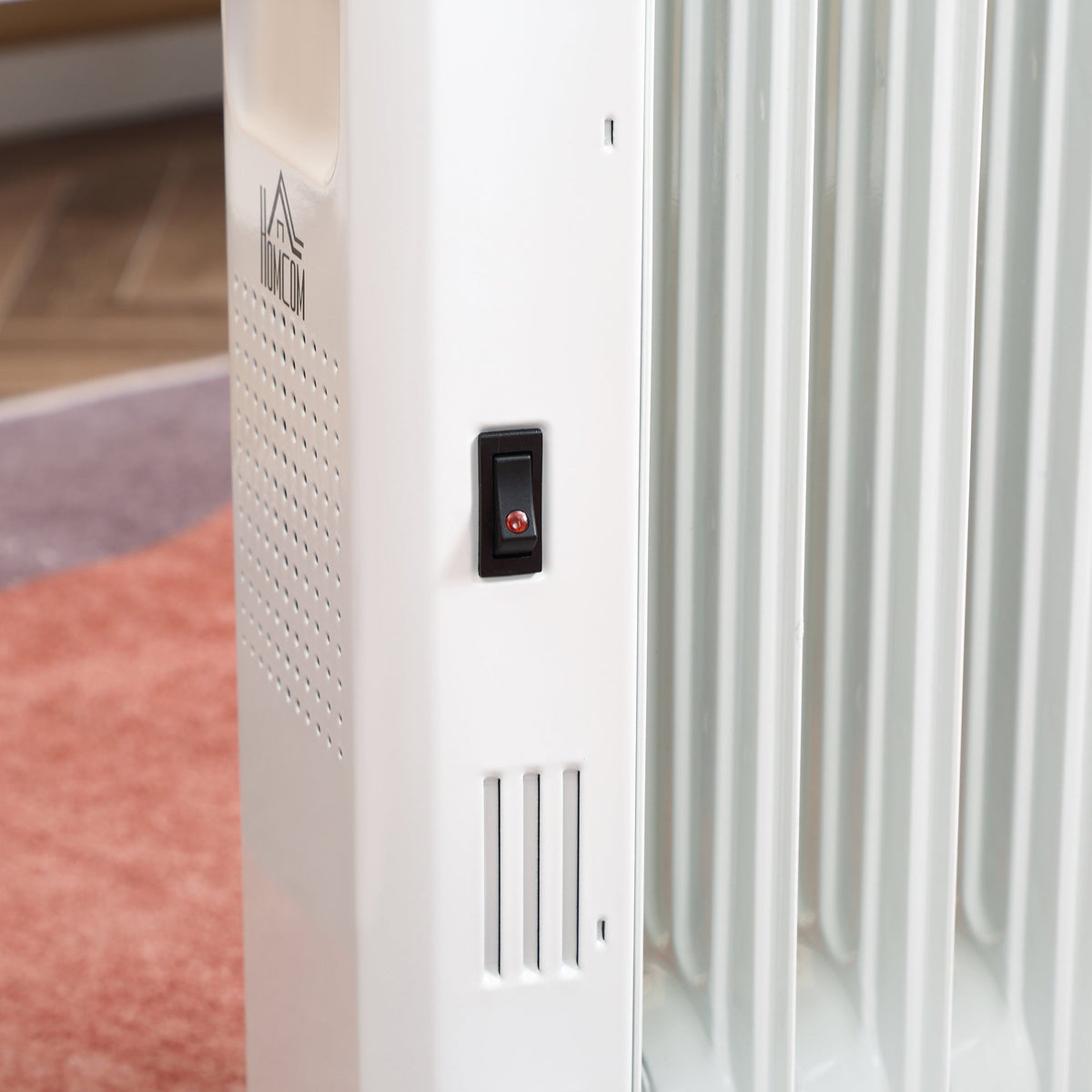 Oil Radiator Electric Heater, Portable, 3 Heat Settings, 24-Hour Timer, White Steel