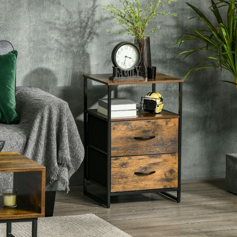 Chest of Drawers, Fabric Drawers Industrial Style, Rustic Brown