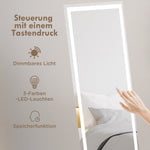 Full Length Mirror, 40x150cm LED Standing Wall, White