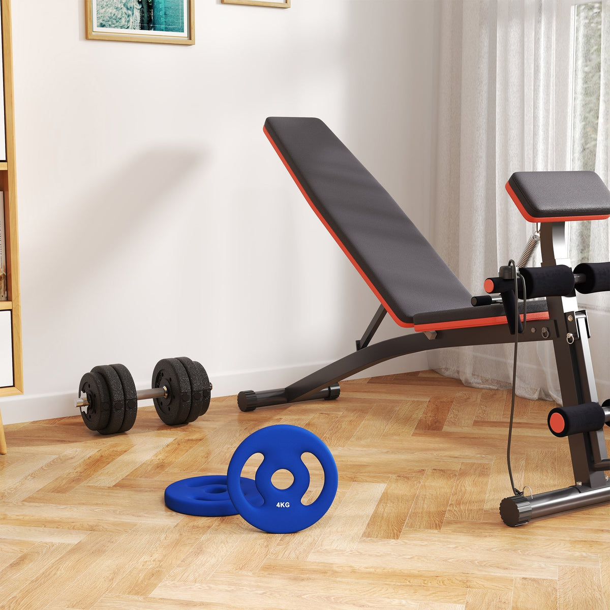 Dumbbell Weights, 2 x 4 kg, 2.5 cm Barbell, Blue
