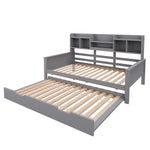 Extendable Sofa Bed 90x200cm with Storage, Grey Solid Wood