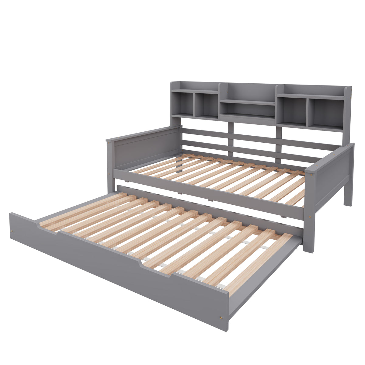Extendable Sofa Bed 90x200cm with Storage, Grey Solid Wood