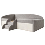 Upholstered Children's Bed 90x190cm with Steps, Grey Velvet