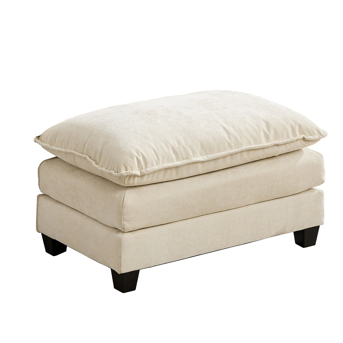 Cloud Sofa Ottoman - Modern Sectional Upholstered Cushion - Chenille Beige