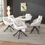 Modern Swivel Dining Chair with Ergonomic Design, Set of 4, Beige Velvet