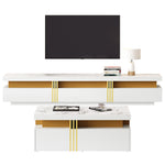 TV Wall Cabinet Set with Coffee Table & TV Cabinet, White