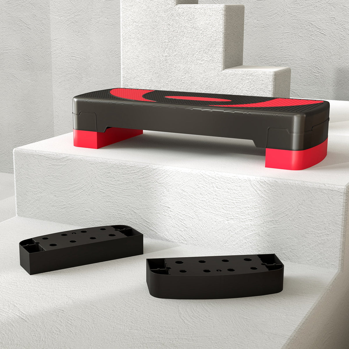 Step Board Aerobic Stepper, Height Adjustable, 150 kg, Red