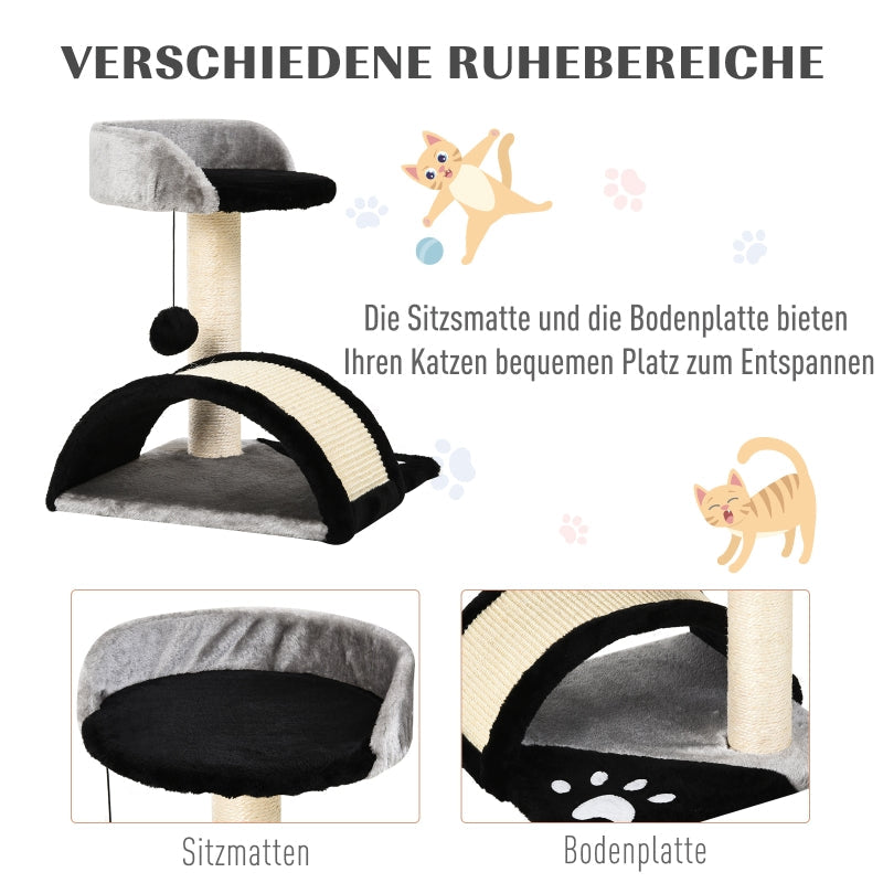 Cat Tree, Play Balls & Sisal Rope Scratching Posts, Black
