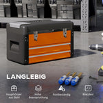 Empty Tool Box, Drawer, Top Storage, Handle, Steel, Orange